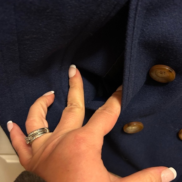 Michael Kors Double Breasted Wool Blend Navy Peacoat Sz M - Picture 12 of 13
